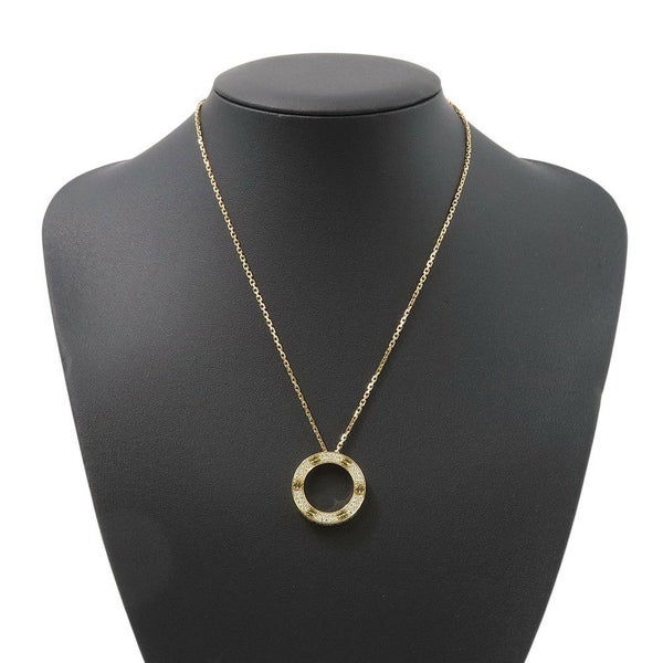カルティエ ネックレス LOVE サークル ネックレス パヴェ ダイヤモンド 54P 計0.34ct K18YGイエローゴールド B7058400 ラブ ペンダント