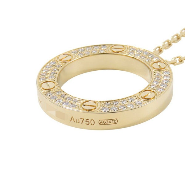 カルティエ ネックレス LOVE サークル ネックレス パヴェ ダイヤモンド 54P 計0.34ct K18YGイエローゴールド B7058400 ラブ ペンダント