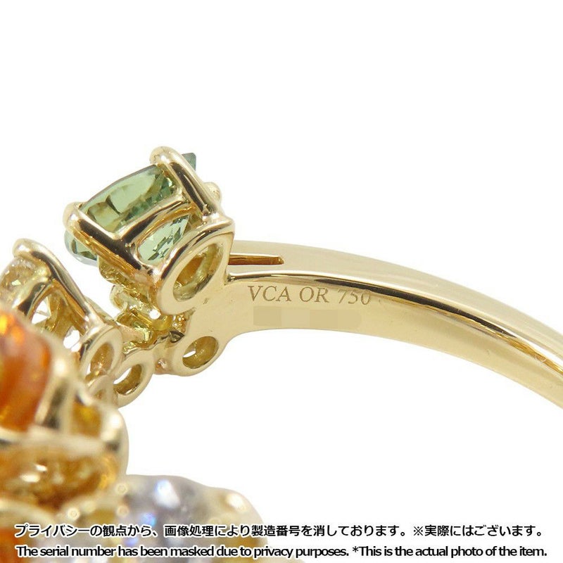 ヴァンクリ フォリ デ プレ リング ダイヤ 15P 計約1.26ct/マルチカラーサファイア 7P 計約2.71ct K18YG サイズ約14号