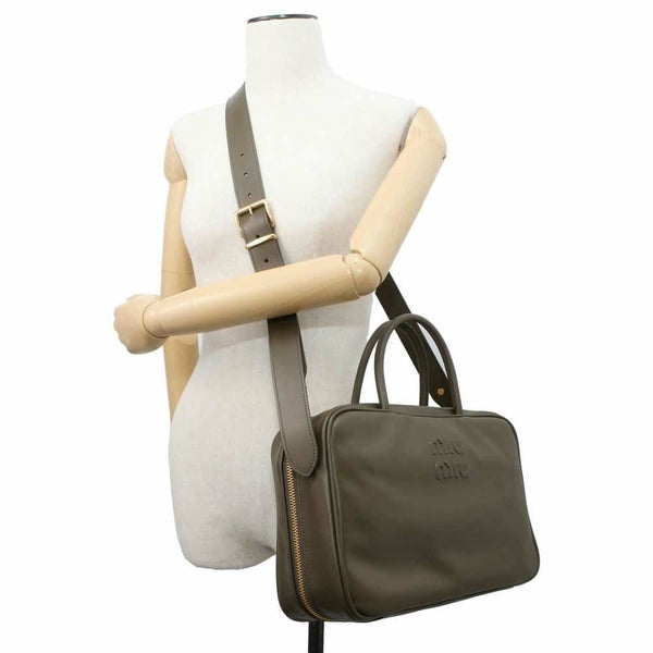 ミュウミュウ ハンドバッグ ボー レザー 5BB117 MIUMIU 2wayショルダーバッグ ボウリングバッグ