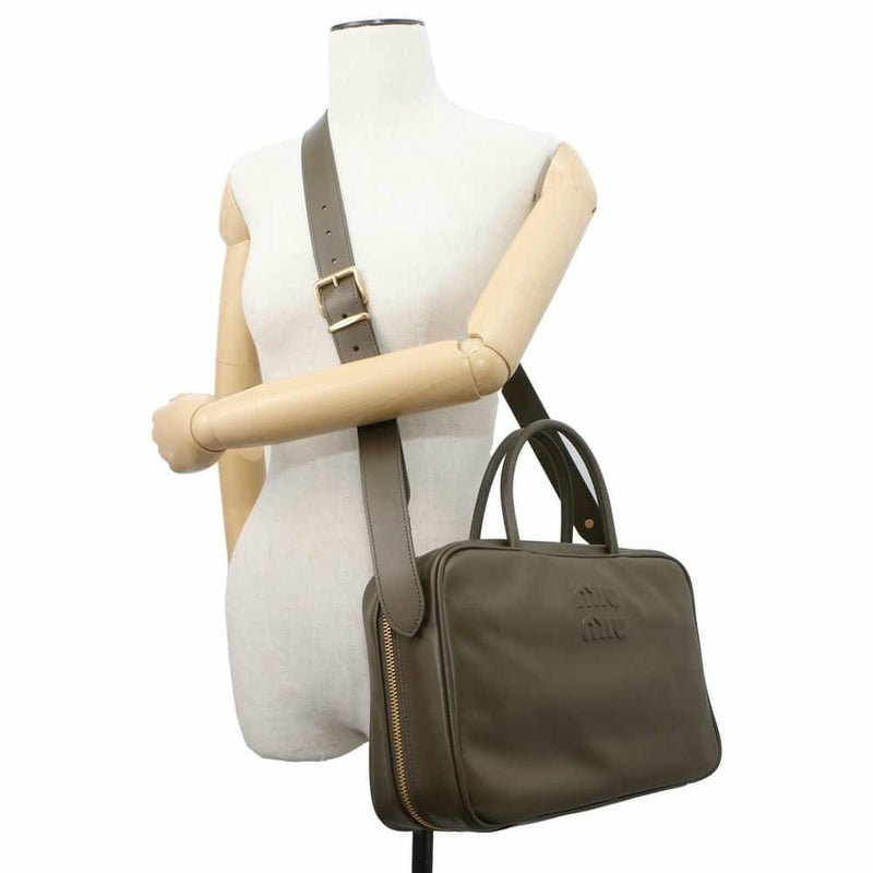 ミュウミュウ ハンドバッグ ボー レザー 5BB117 MIUMIU 2wayショルダーバッグ ボウリングバッグ