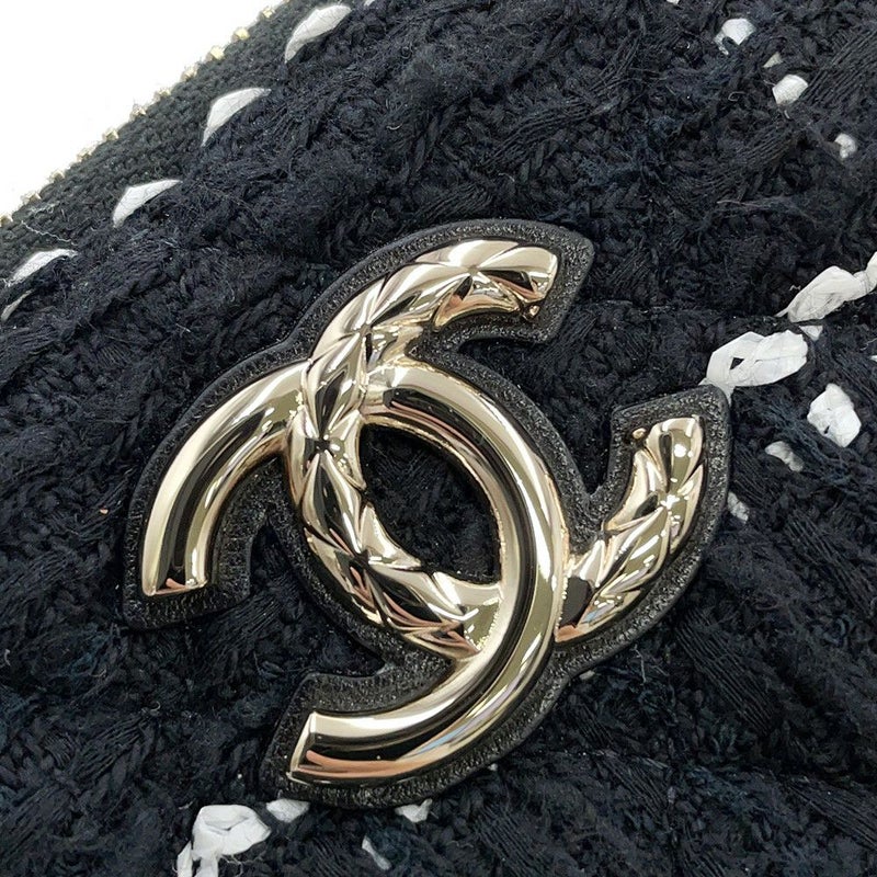 シャネル チェーンショルダーバッグ マトラッセ ココマーク ツイード CHANEL 黒 ノベルティ