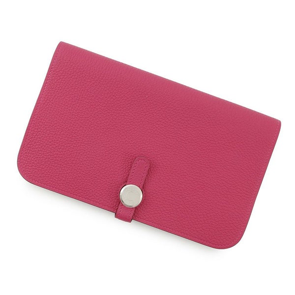 エルメス 長財布 ドゴンGM デュオ ローズメキシコ/シルバー金具 トゴ U刻印 HERMES 財布