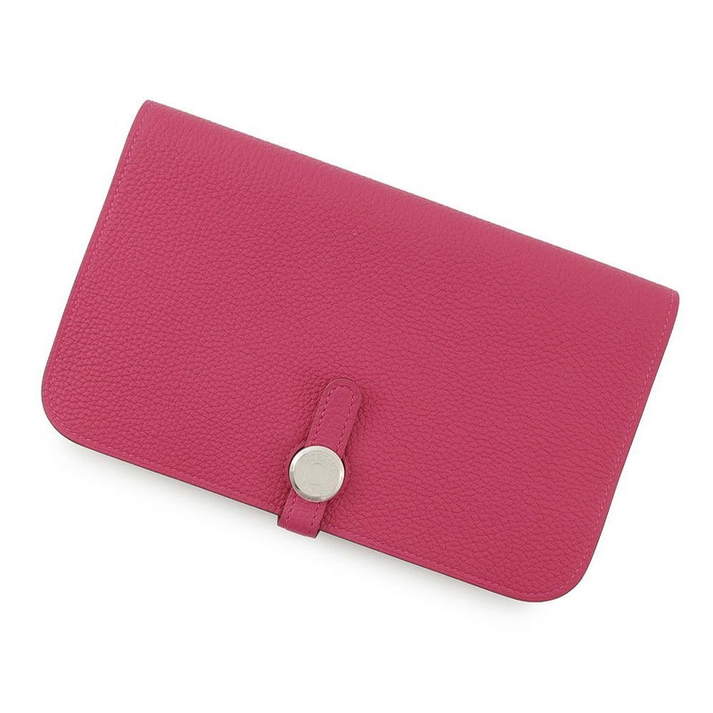 エルメス 長財布 ドゴンGM デュオ ローズメキシコ/シルバー金具 トゴ U刻印 HERMES 財布