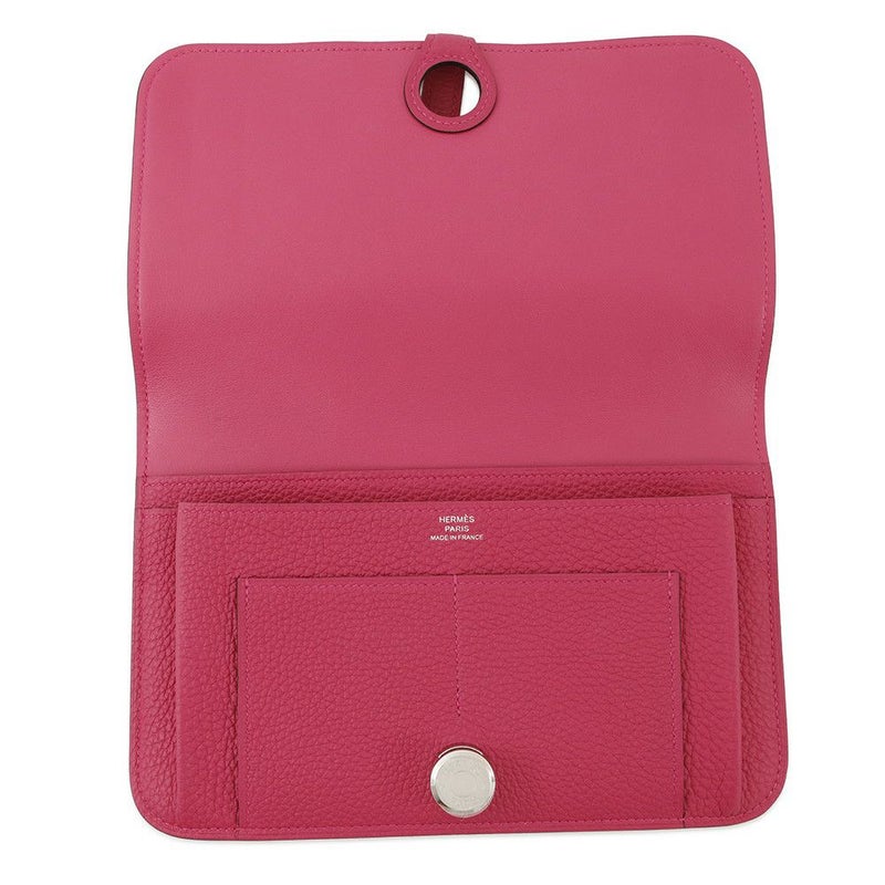 エルメス 長財布 ドゴンGM デュオ ローズメキシコ/シルバー金具 トゴ U刻印 HERMES 財布