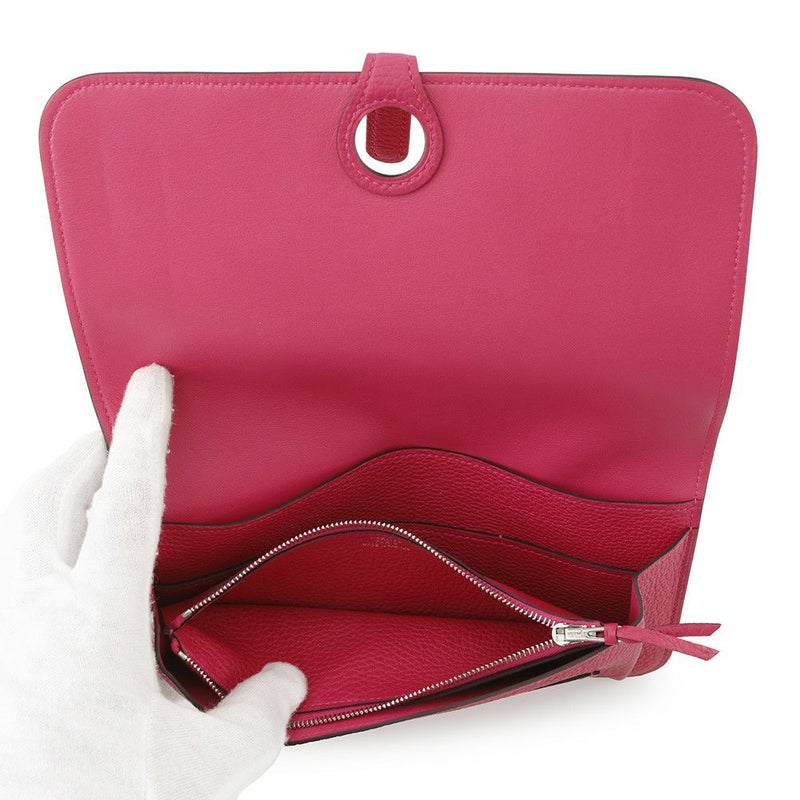 エルメス 長財布 ドゴンGM デュオ ローズメキシコ/シルバー金具 トゴ U刻印 HERMES 財布