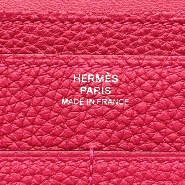 エルメス 長財布 ドゴンGM デュオ ローズメキシコ/シルバー金具 トゴ U刻印 HERMES 財布