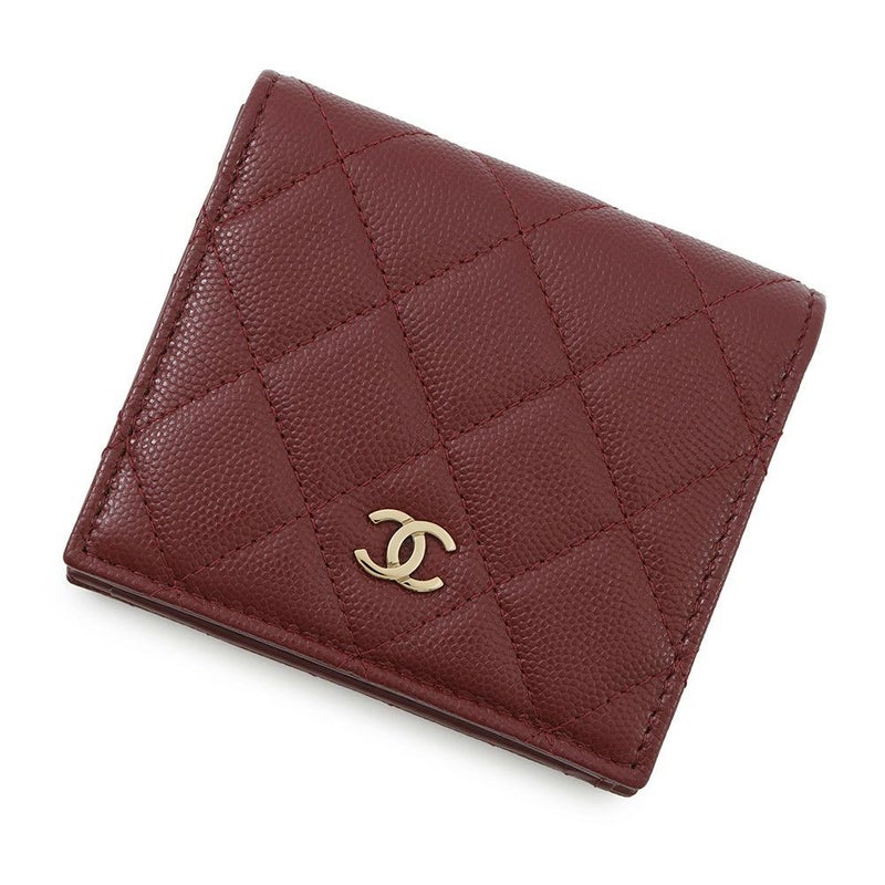 シャネル 二つ折り財布 ココマーク マトラッセ  コンパクトウォレット キャビアスキン AP4806