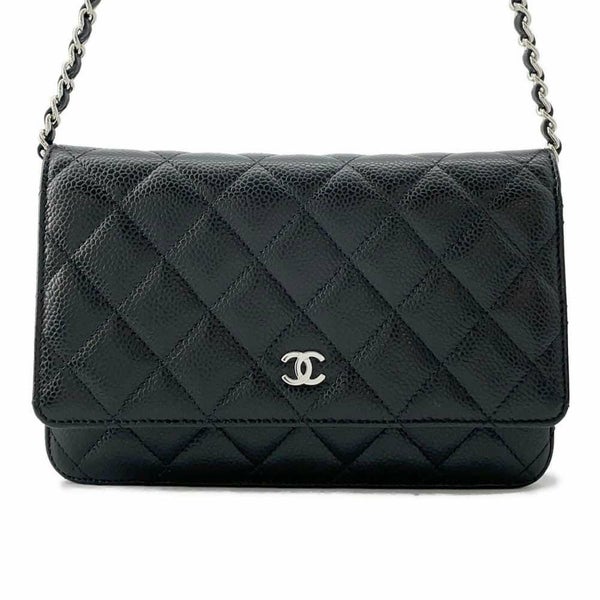 シャネル チェーンウォレット マトラッセ ココマーク キャビアスキン A33814 CHANEL 財布 黒