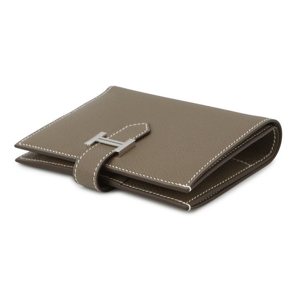 エルメス 二つ折り財布 ベアン コンパクト エトゥープ/シルバー金具 エプソン W刻印
