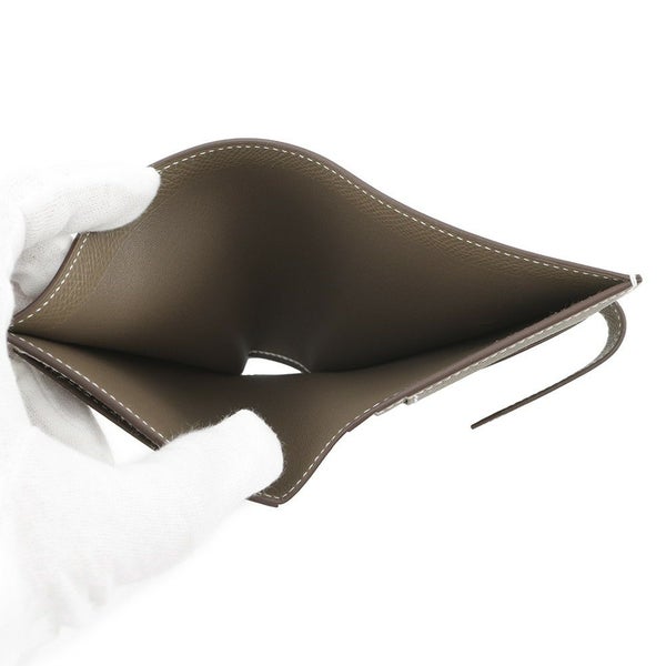 エルメス 二つ折り財布 ベアン コンパクト エトゥープ/シルバー金具 エプソン W刻印