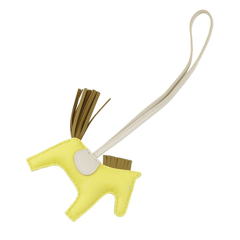 エルメス バッグチャーム ロデオPM ライム/クレ/セサミ ラムスキン B刻印 HERMES チャーム オーナメント