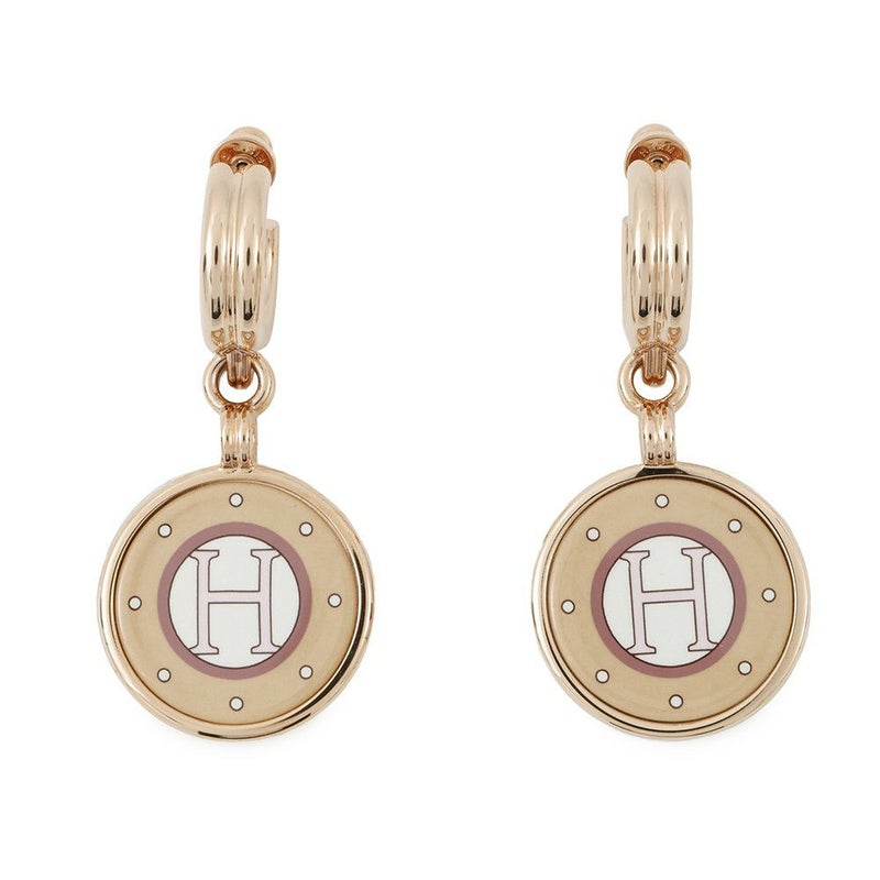 エルメス ピアス ブラゾン フォーブル/ピンクゴールド金具 メタル エナメル HERMES アクセサリー