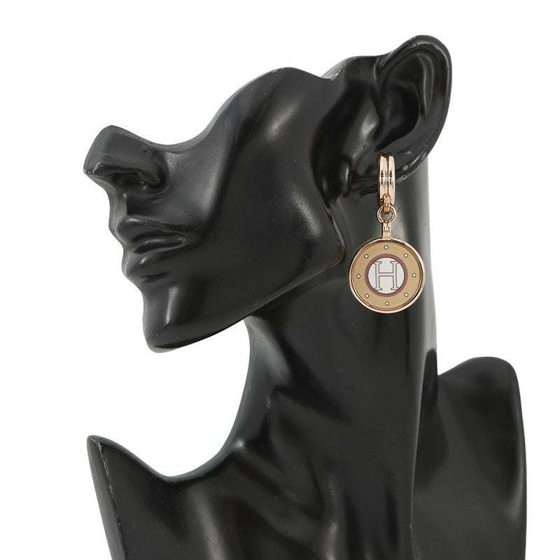 エルメス ピアス ブラゾン フォーブル/ピンクゴールド金具 メタル エナメル HERMES アクセサリー