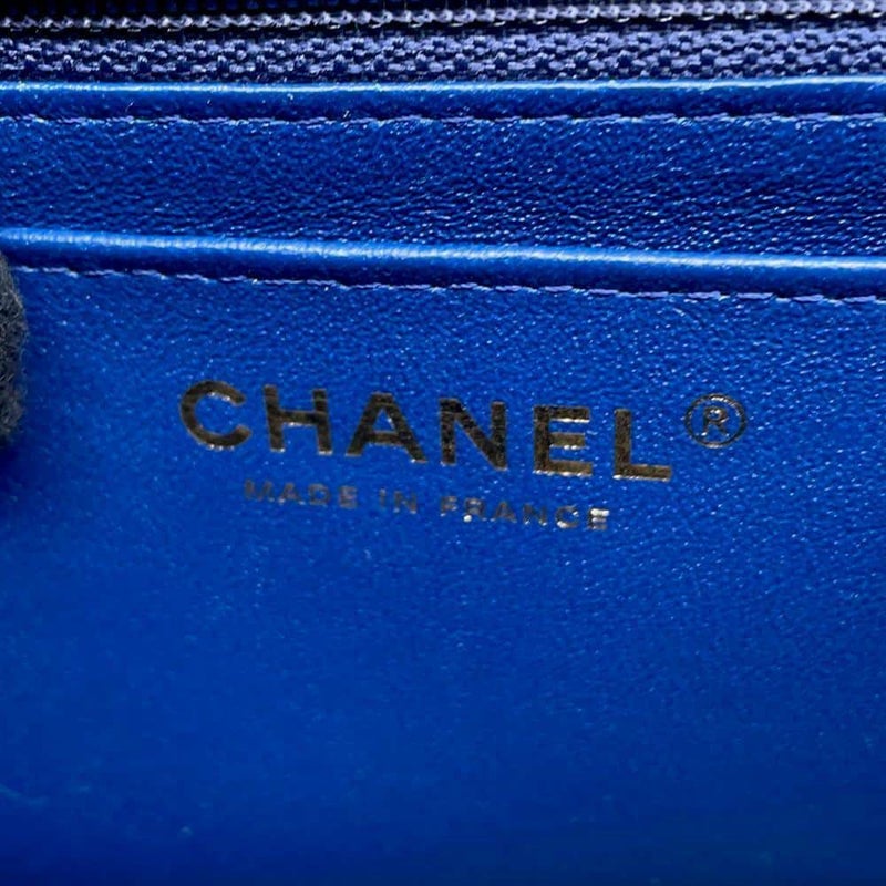 シャネル チェーンショルダーバッグ ミニマトラッセ ココマーク シングルフラップ コットン CHANEL 黒