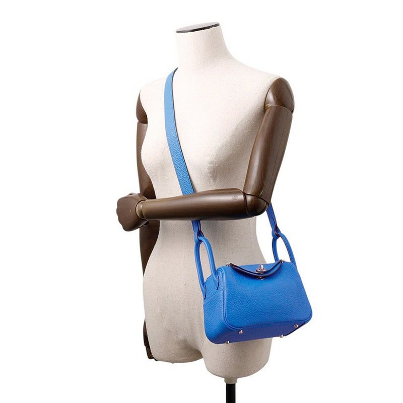 エルメス リンディ ミニ  ブルーイドラ/シルバー金具 トリヨンクレマンス W刻印 2wayショルダー