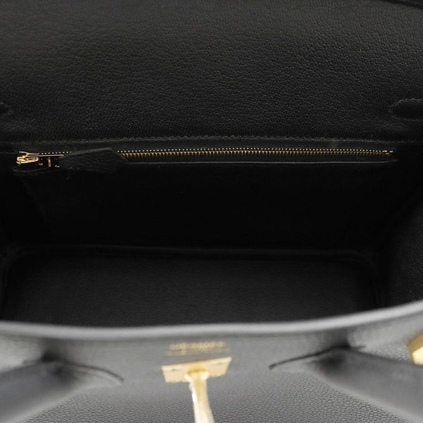 エルメス バーキン25 ブラック/マットゴールド金具 K刻印 HERMES Birkin ハンドバッグ 黒
