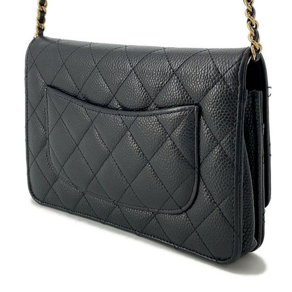 シャネル チェーンウォレット クラシック マトラッセ ココマーク キャビアスキン AP0250 CHANEL 財布 黒