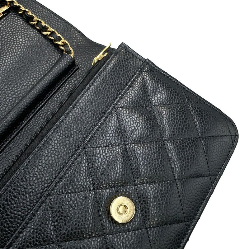 シャネル チェーンウォレット クラシック マトラッセ ココマーク キャビアスキン AP0250 CHANEL 財布 黒