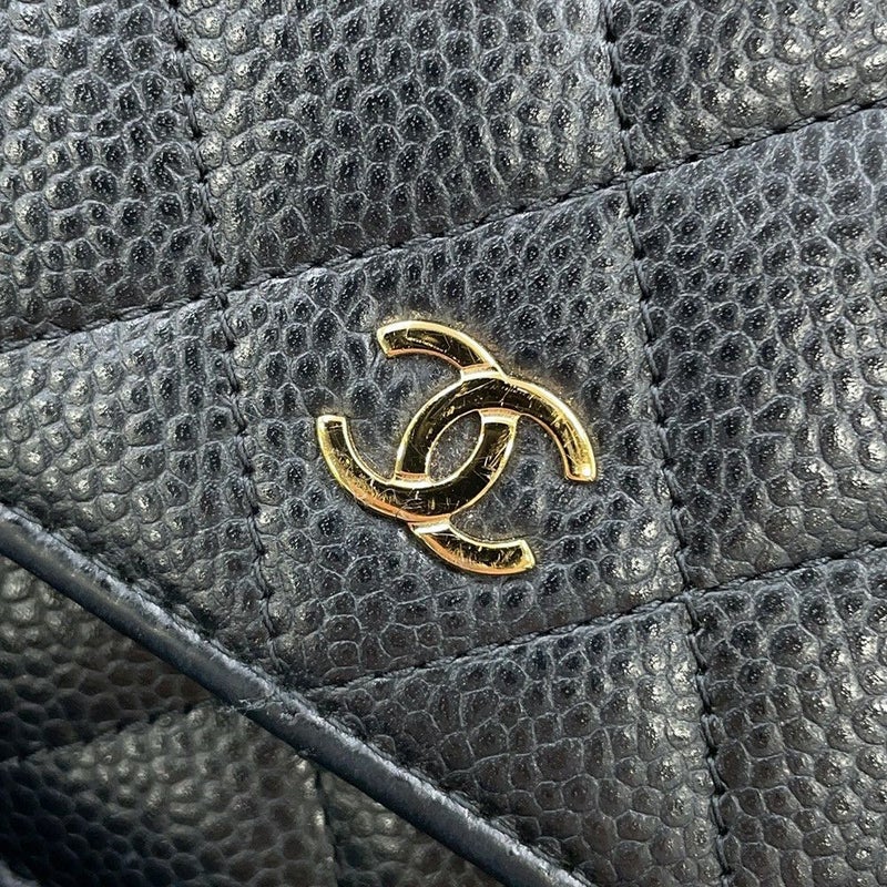 シャネル チェーンウォレット クラシック マトラッセ ココマーク キャビアスキン AP0250 CHANEL 財布 黒