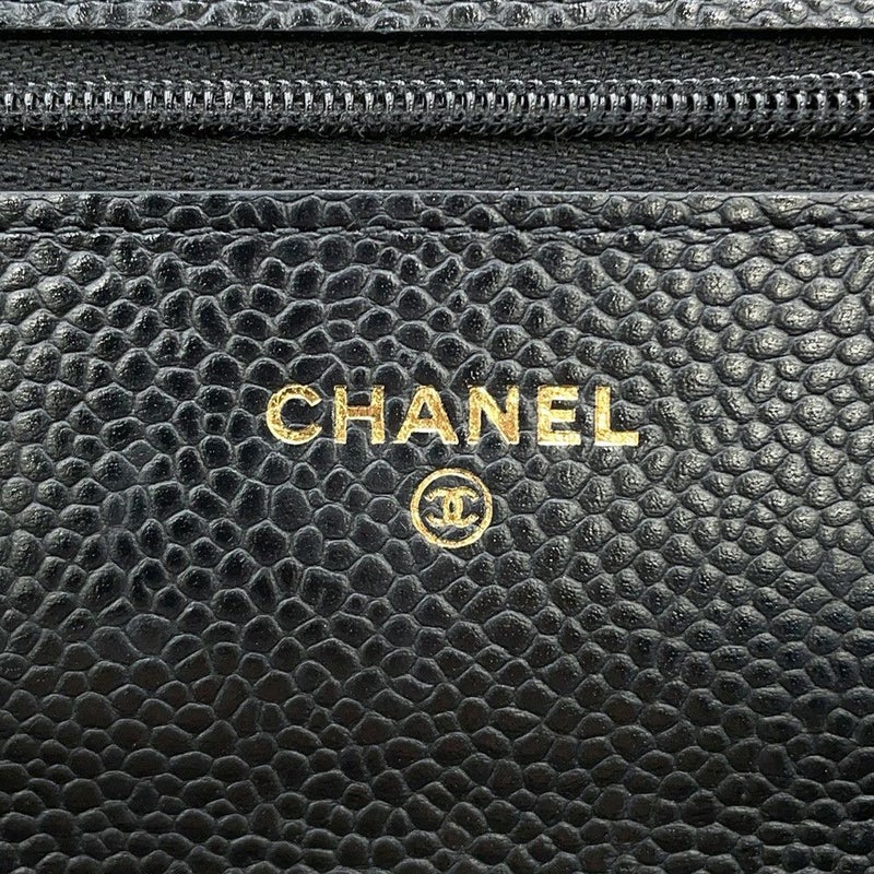 シャネル チェーンウォレット クラシック マトラッセ ココマーク キャビアスキン AP0250 CHANEL 財布 黒