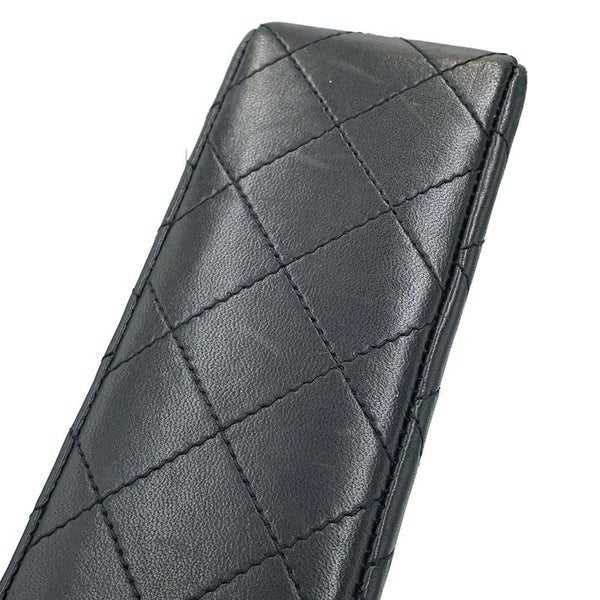 シャネル チェーンショルダーバッグ ミニ マトラッセ18 ココマーク ラムスキン CHANEL 黒