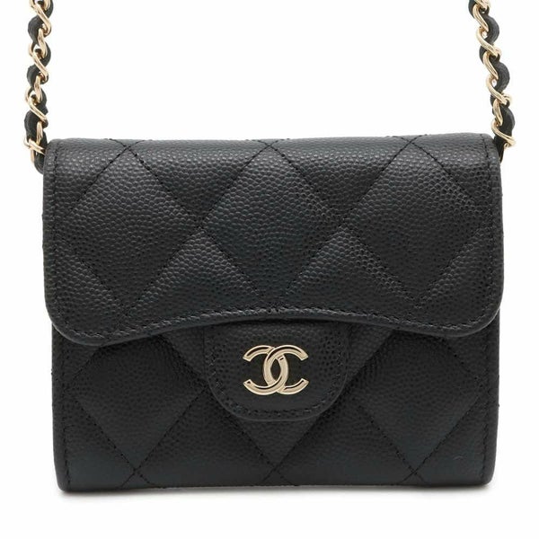 シャネル チェーンウォレット マトラッセ ココマーク キャビアスキン AP2569 CHANEL 財布 コインケース ウォレット 黒