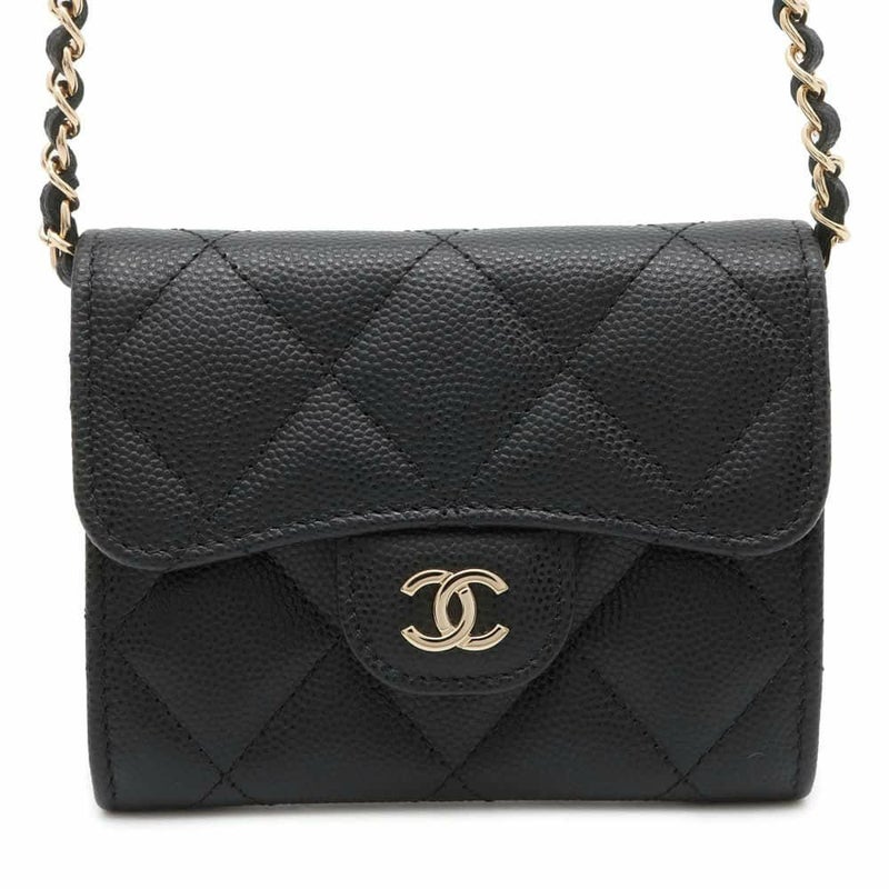 シャネル チェーンウォレット マトラッセ ココマーク キャビアスキン AP2569 CHANEL 財布 コインケース ウォレット 黒