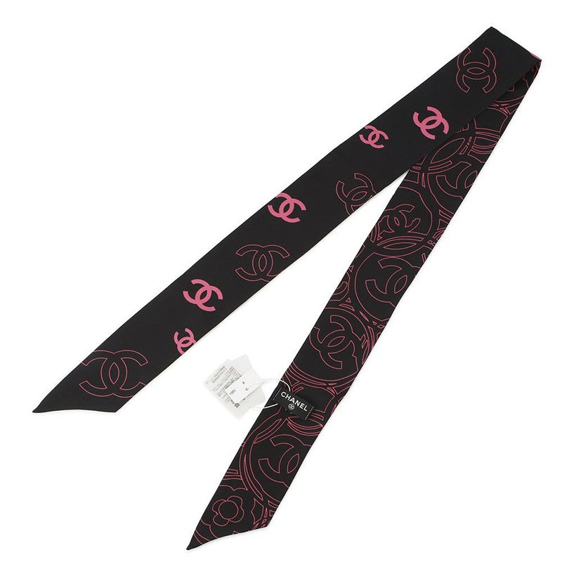 シャネル スカーフ ヘアバンド ココマーク CHANEL シルク 黒