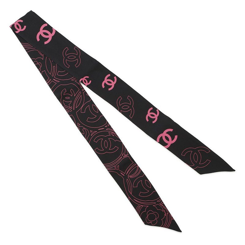 シャネル スカーフ ヘアバンド ココマーク CHANEL シルク 黒