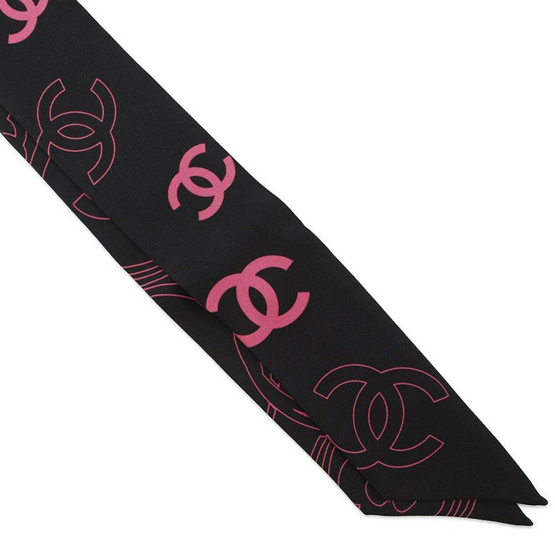 シャネル スカーフ ヘアバンド ココマーク CHANEL シルク 黒