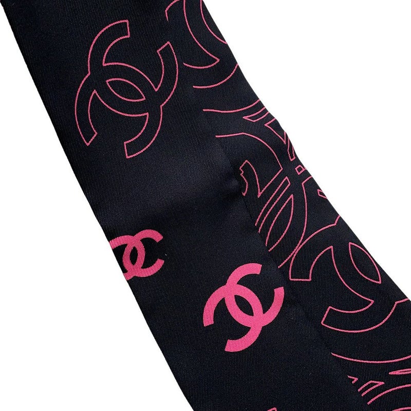 シャネル スカーフ ヘアバンド ココマーク CHANEL シルク 黒