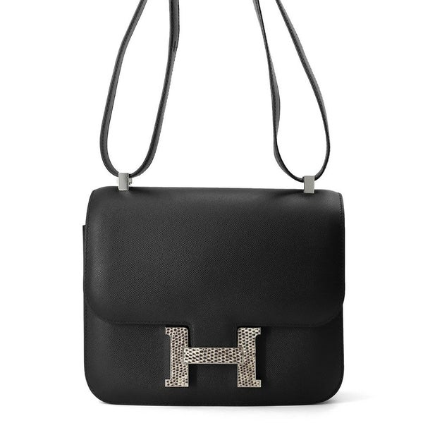 エルメス ショルダーバッグ コンスタンス3 24 ブラック/オンブレ/シルバー金具 ヴォーマダム/リザード Y刻印 黒