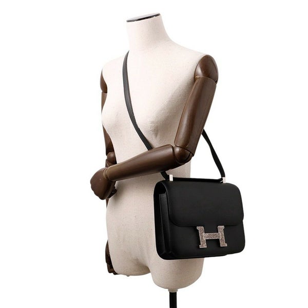 エルメス ショルダーバッグ コンスタンス3 24 ブラック/オンブレ/シルバー金具 ヴォーマダム/リザード Y刻印 黒