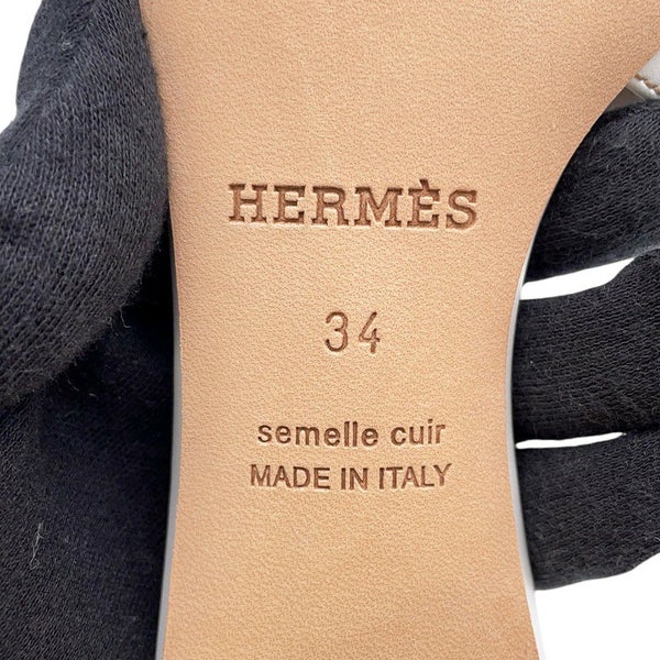 エルメス サンダル オアジス Oasis レザー レディースサイズ34 HERMES 靴 白