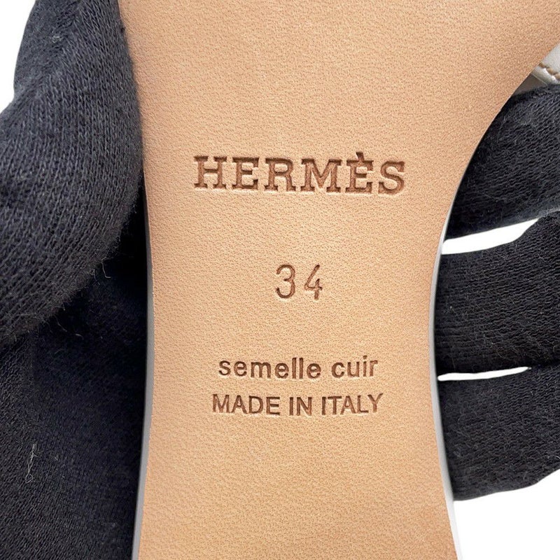 エルメス サンダル オアジス Oasis レザー レディースサイズ34 HERMES 靴 白