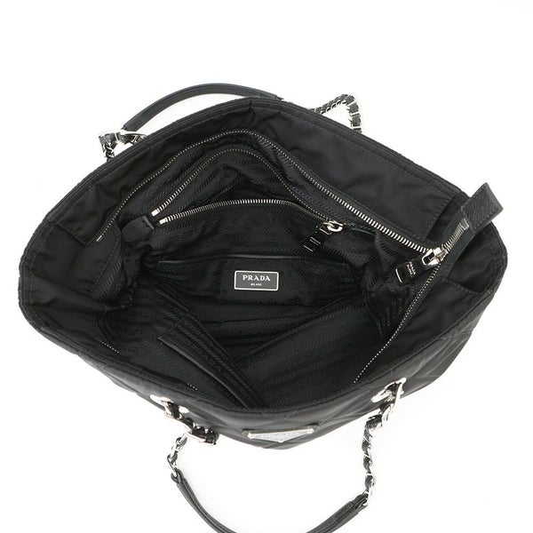 プラダ チェーントートバッグ キルティング ナイロン 1BG017 PRADA 黒