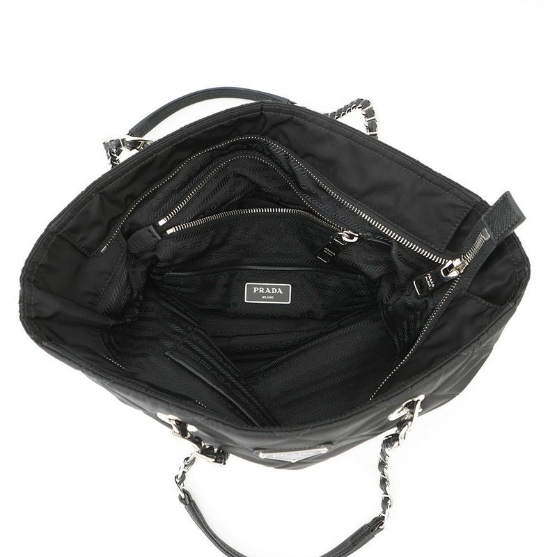 プラダ チェーントートバッグ キルティング ナイロン 1BG017 PRADA 黒