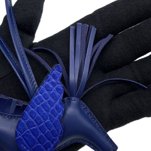 エルメス バッグチャーム ロデオPM ペガサス タッチ ブルーサフィール/ブルーエレクトリック ラムスキン/アリゲーターマット U刻印