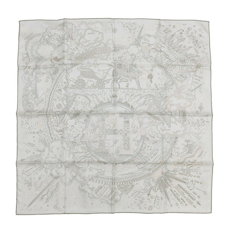 エルメス スカーフ カレ90 プリーズ・ホールド・ザ・ライン Please Hold The Line HERMES シルク 2025春夏 白