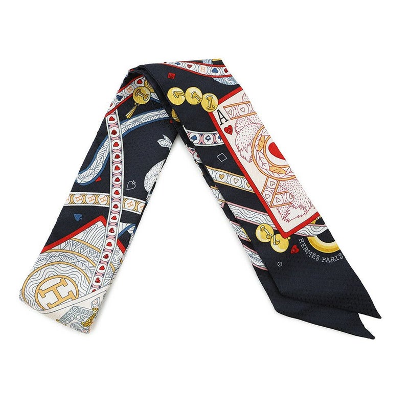 エルメス スカーフ ツイリー ビジュー ピケ ハートのクイーン Dame de Coeur HERMES シルクツイル 2022年秋冬 黒