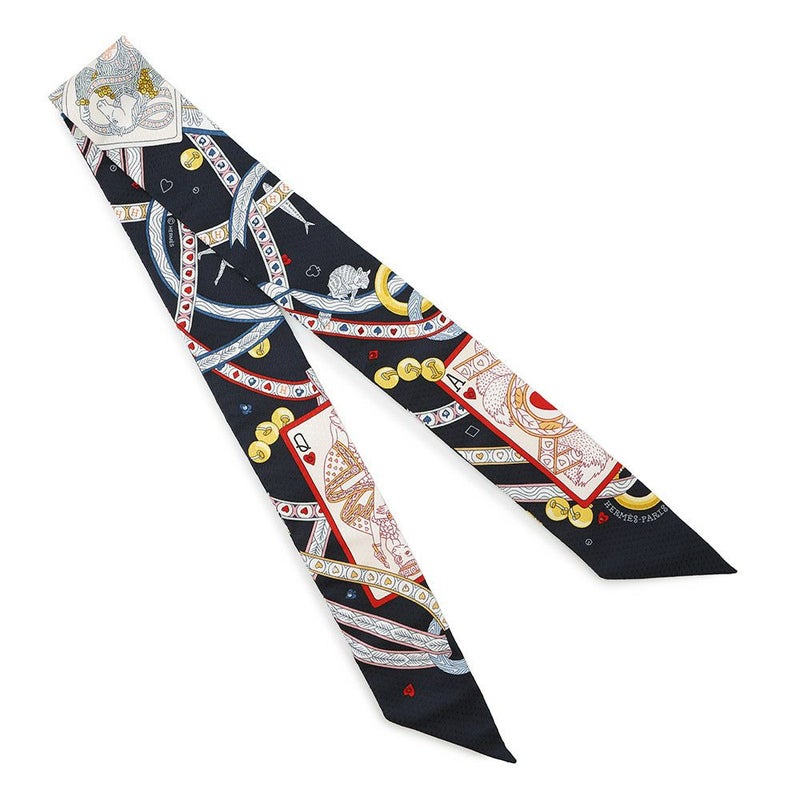 エルメス スカーフ ツイリー ビジュー ピケ ハートのクイーン Dame de Coeur HERMES シルクツイル 2022年秋冬 黒