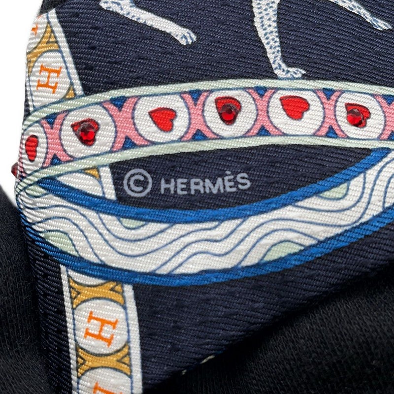エルメス スカーフ ツイリー ビジュー ピケ ハートのクイーン Dame de Coeur HERMES シルクツイル 2022年秋冬 黒