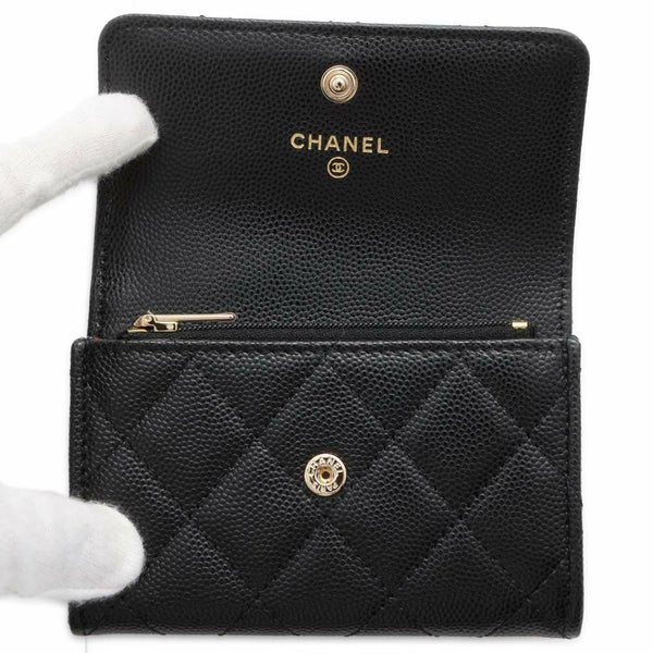 シャネル コインケース マトラッセ ココマーク キャビアスキン AP4093 CHANEL 名刺入れ 黒