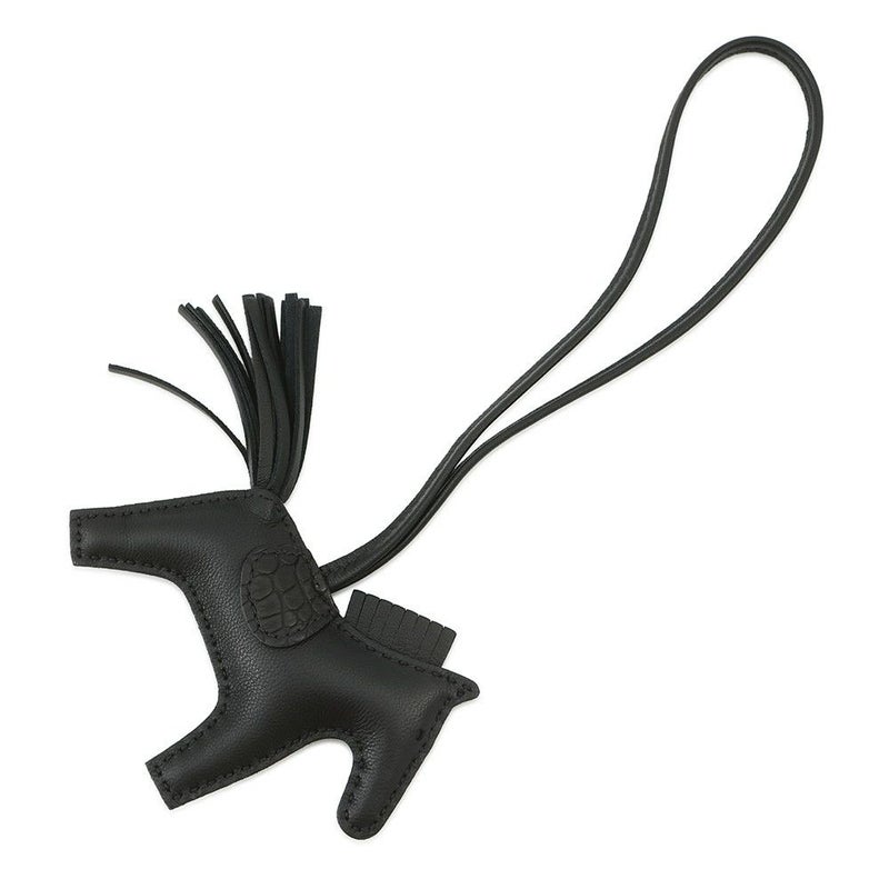 エルメス バッグチャーム ロデオ PM タッチ ブラック ラムスキン/アリゲーターマット Y刻印 黒 ソーブラック