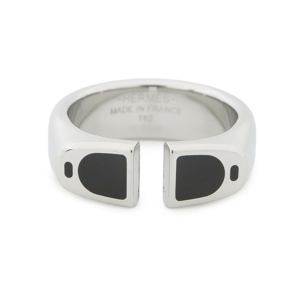 エルメス リング エトリエ ブラック/シルバー金具 サイズT62 HERMES 指輪 メンズ 黒