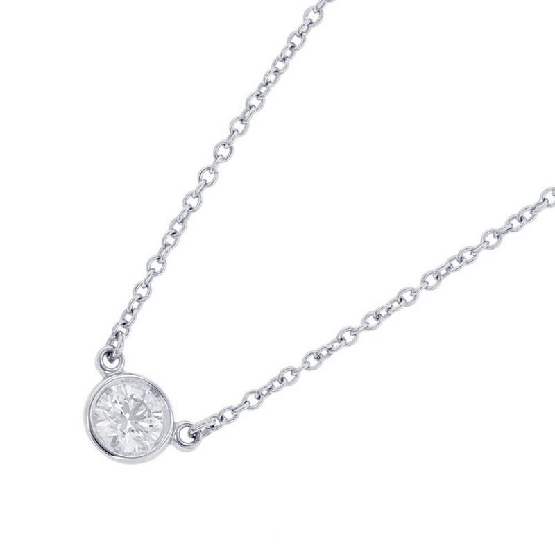 ティファニー ネックレス エルサ・ペレッティ バイザヤード シングル ダイヤモンド ペンダント ダイヤ 1P 0.24ct Pt950プラチナ 鑑定書付き