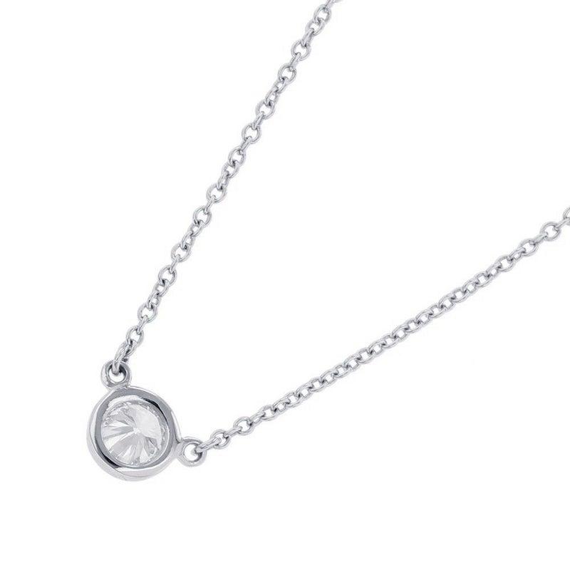 ティファニー ネックレス エルサ・ペレッティ バイザヤード シングル ダイヤモンド ペンダント ダイヤ 1P 0.24ct Pt950プラチナ 鑑定書付き