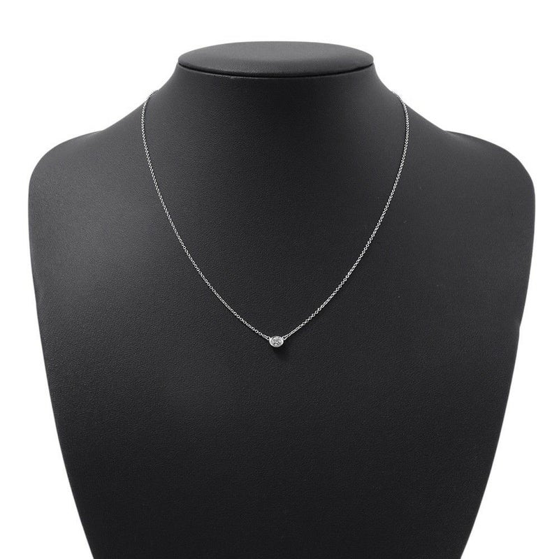 ティファニー ネックレス エルサ・ペレッティ バイザヤード シングル ダイヤモンド ペンダント ダイヤ 1P 0.24ct Pt950プラチナ 鑑定書付き