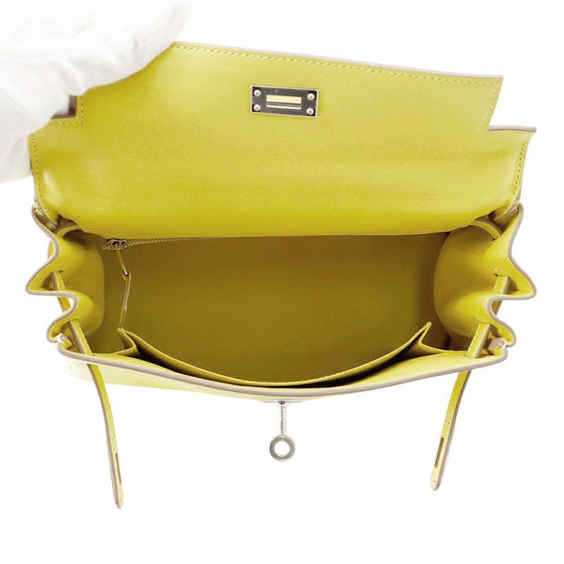 エルメス ハンドバッグ ケリー25 内縫い ライム/シルバー金具 スイフト D刻印 2wayショルダー